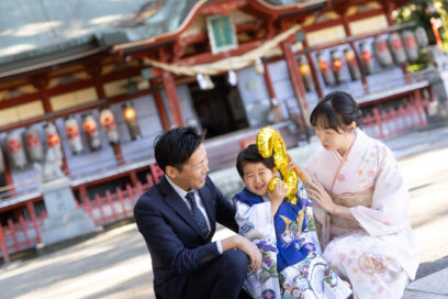 大分県別府市の朝見神社で七五三｜紅葉の参道と自然を楽しむお参り同行撮影